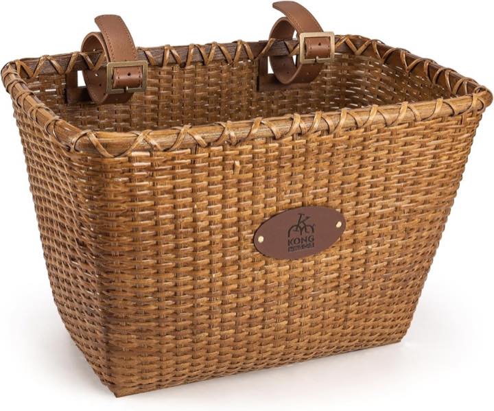 Rattan-Lenkerkorb mit Lederriemen