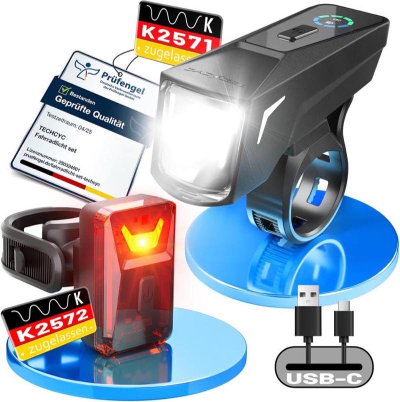 TECHCYC Fahrradlicht-Set 70 Lux