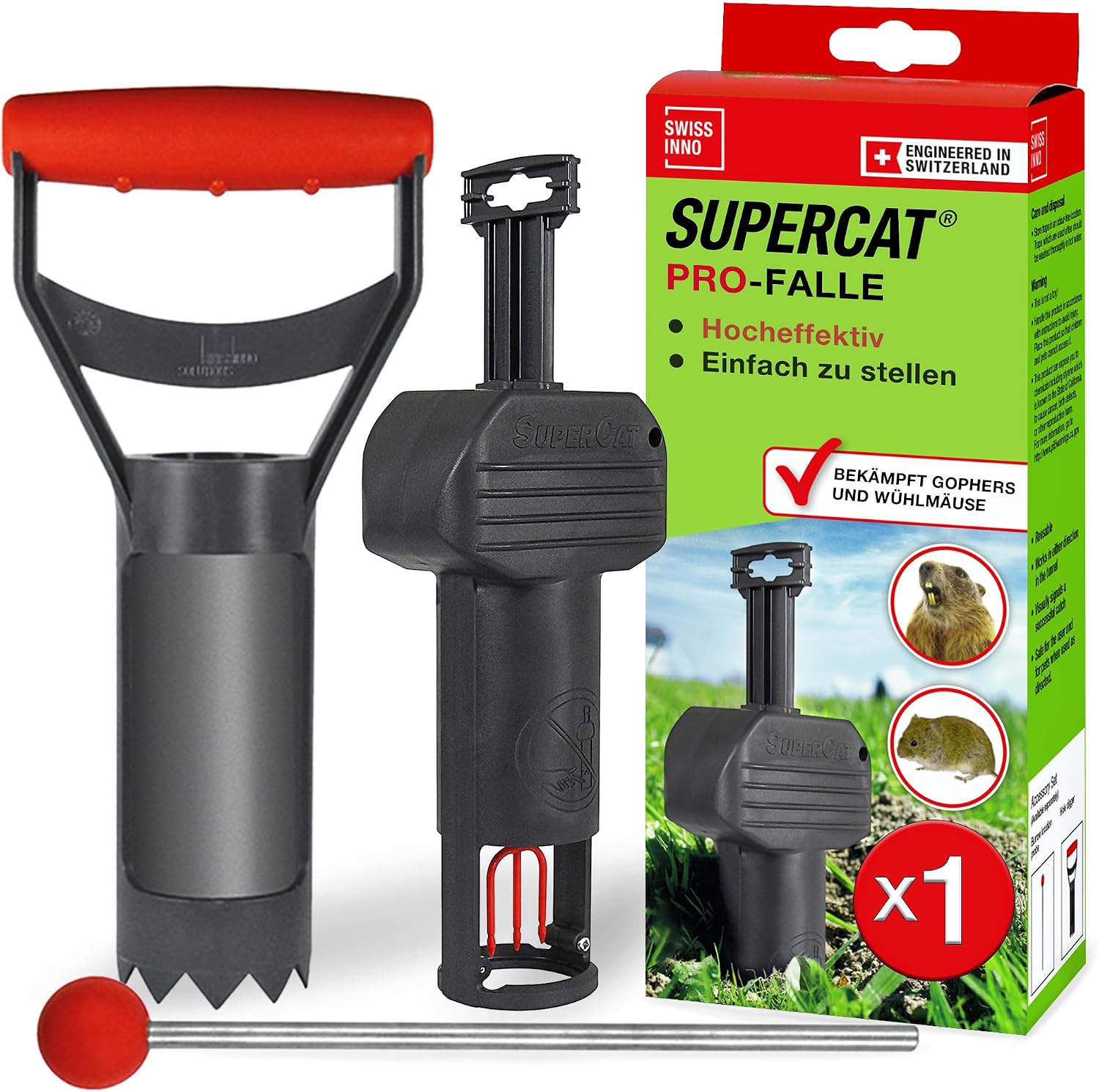 Wühlmausfalle Testsieger – SuperCat Pro mit Zubehör