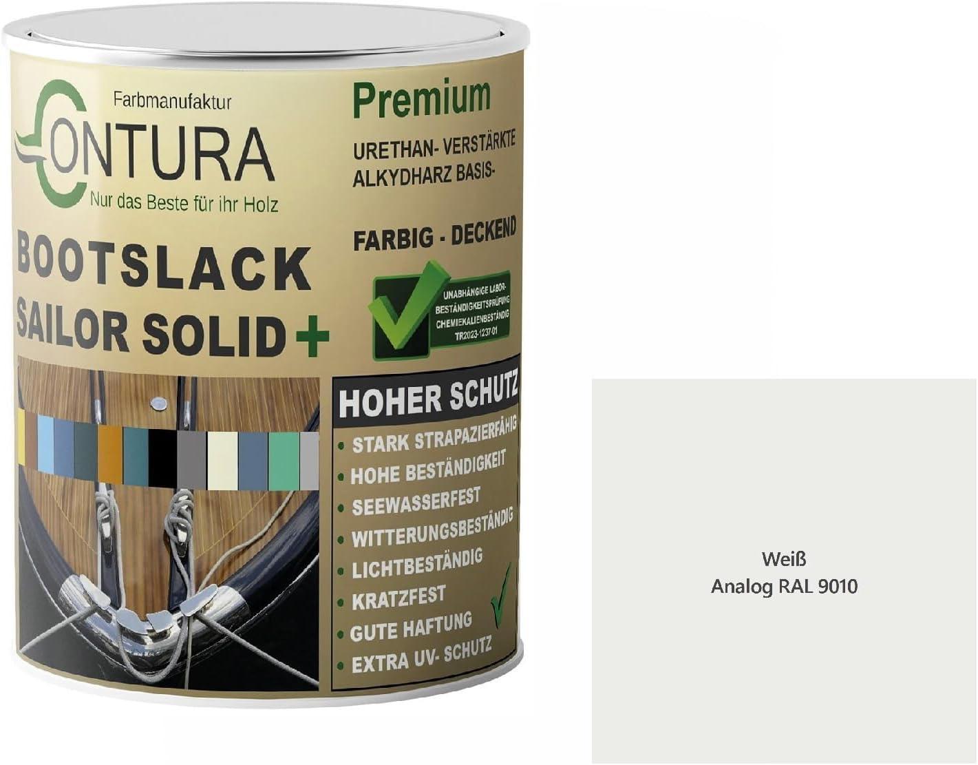 Bootslack weiß Produktbild – Testsieger Contura Bootslack seidenmatt Weiß 500 ml