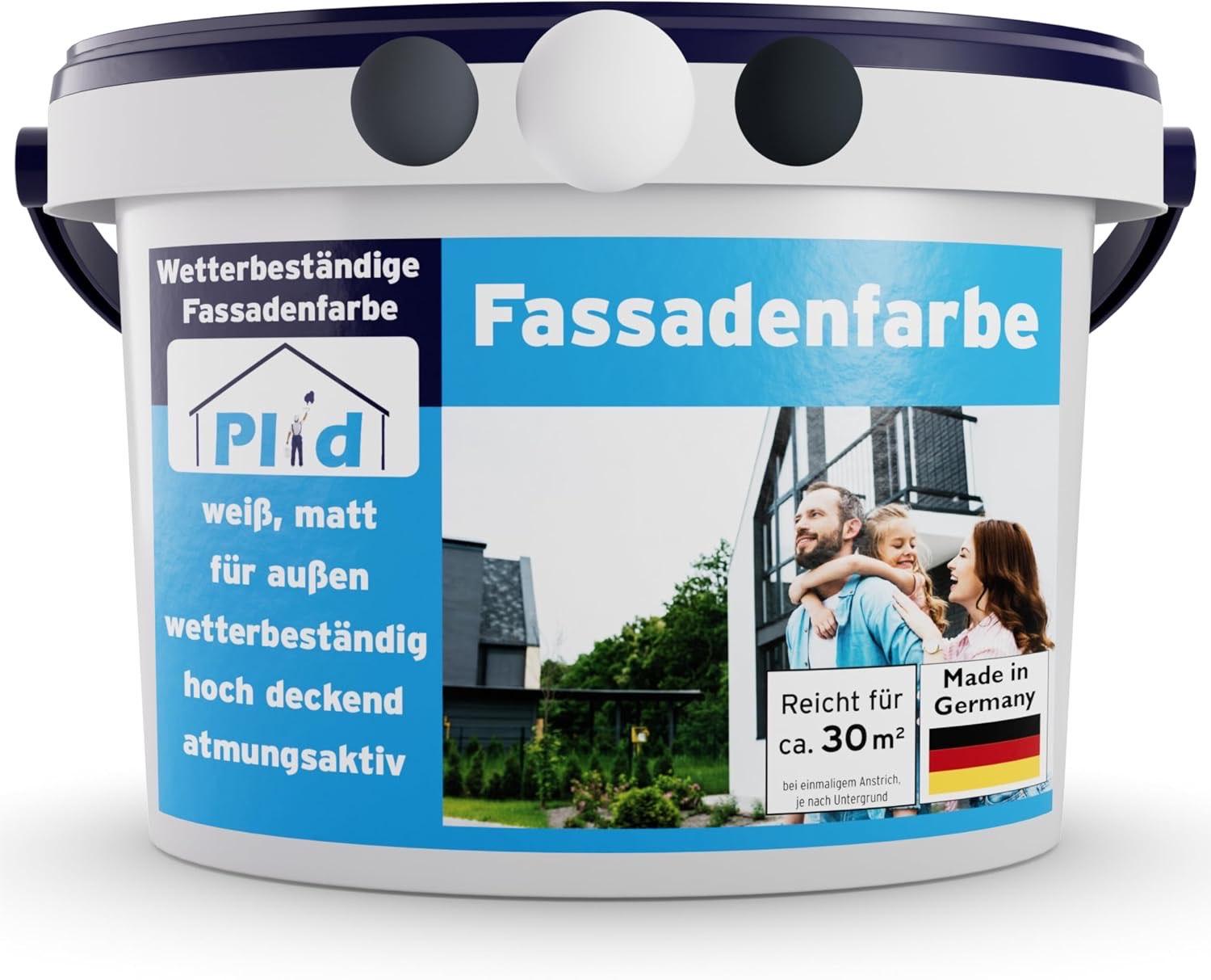 Fassadenfarbe Produktbild – Testsieger Plid Fassadenfarbe Weiß matt 5 l