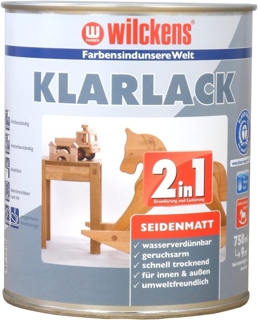 Klarlack Holz Produktbild – Testsieger Wilckens 2in1 Klarlack seidenmatt 750 ml