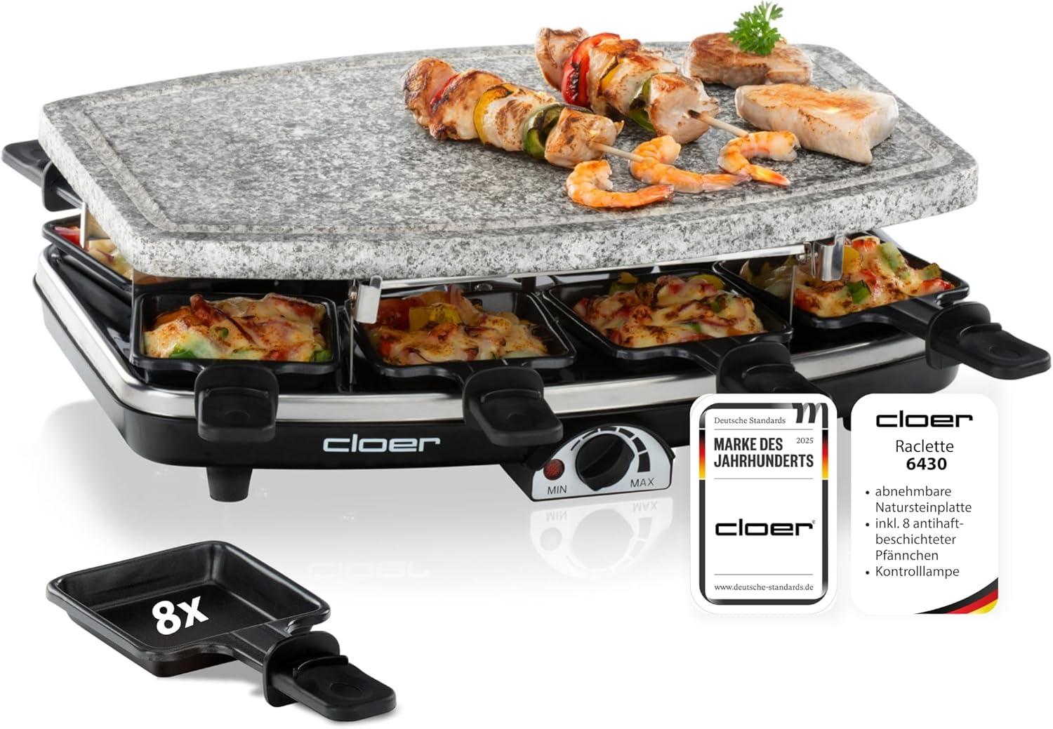 Raclette-Grill mit Steinplatte – Testsieger Cloer 6430 Raclette Naturstein
