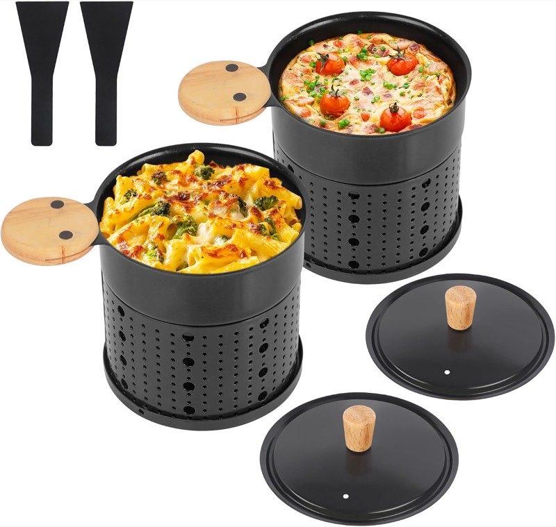 ipow 2er Teelicht-Raclette mit Deckel (schwarz)