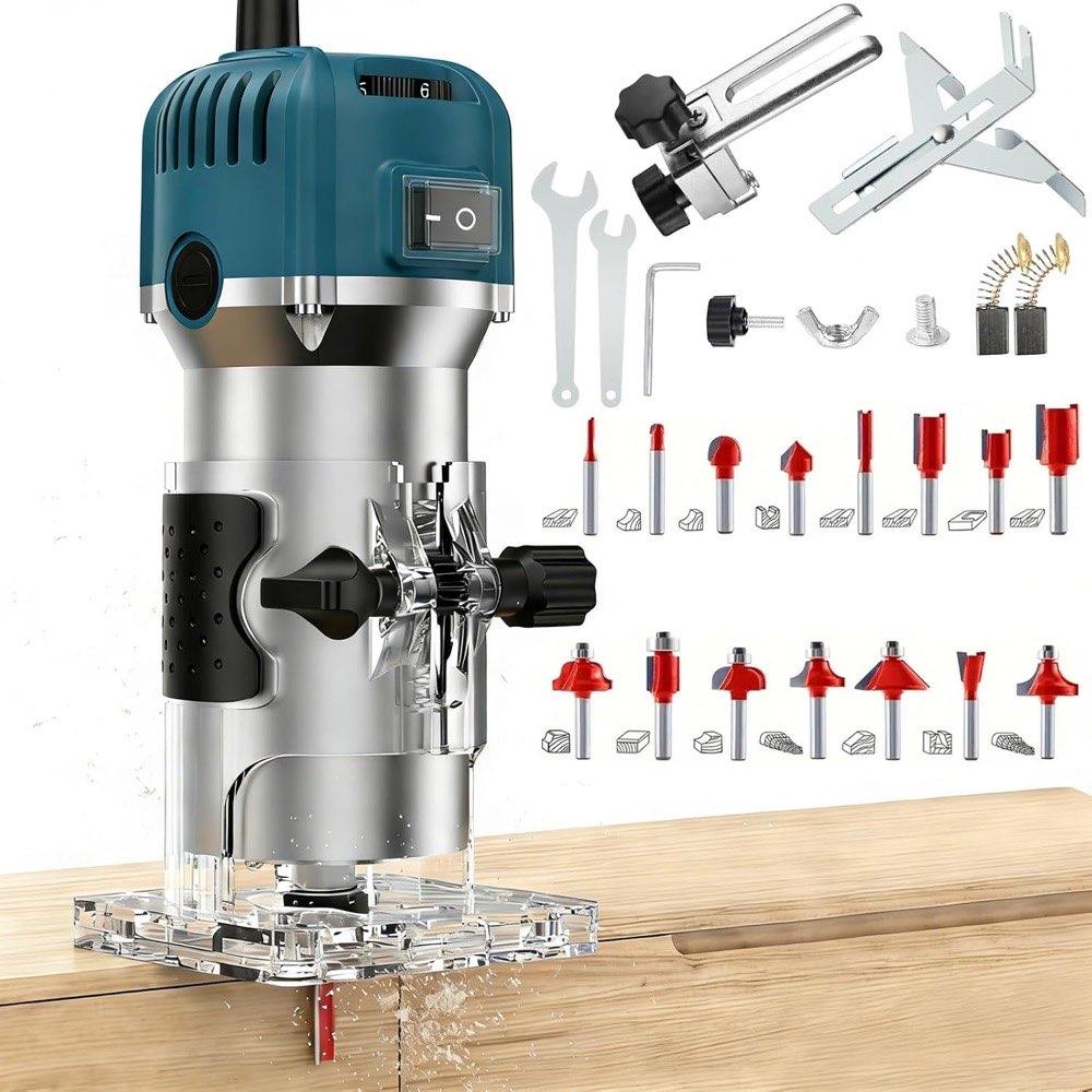 Uadme Einhandfräse 800 W + 15 Fräser 6,35 mm