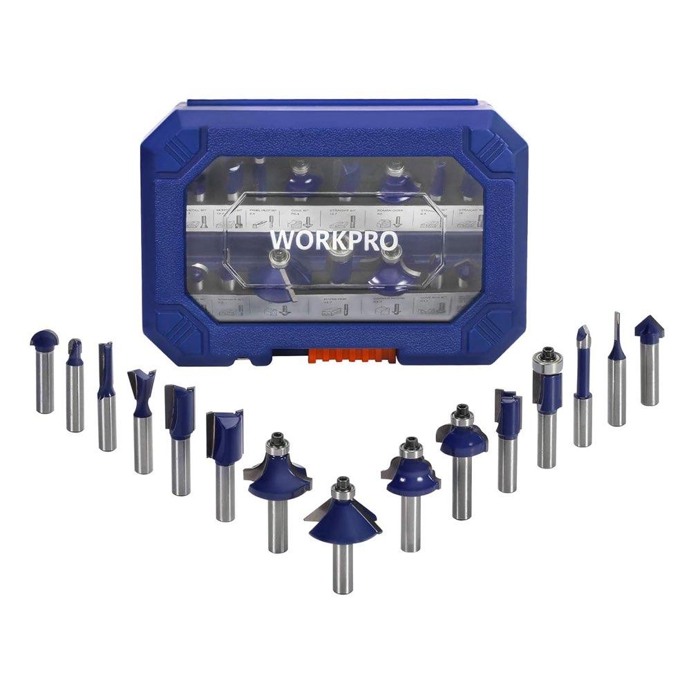 WORKPRO 15-tlg. Fräser-Set 8 mm