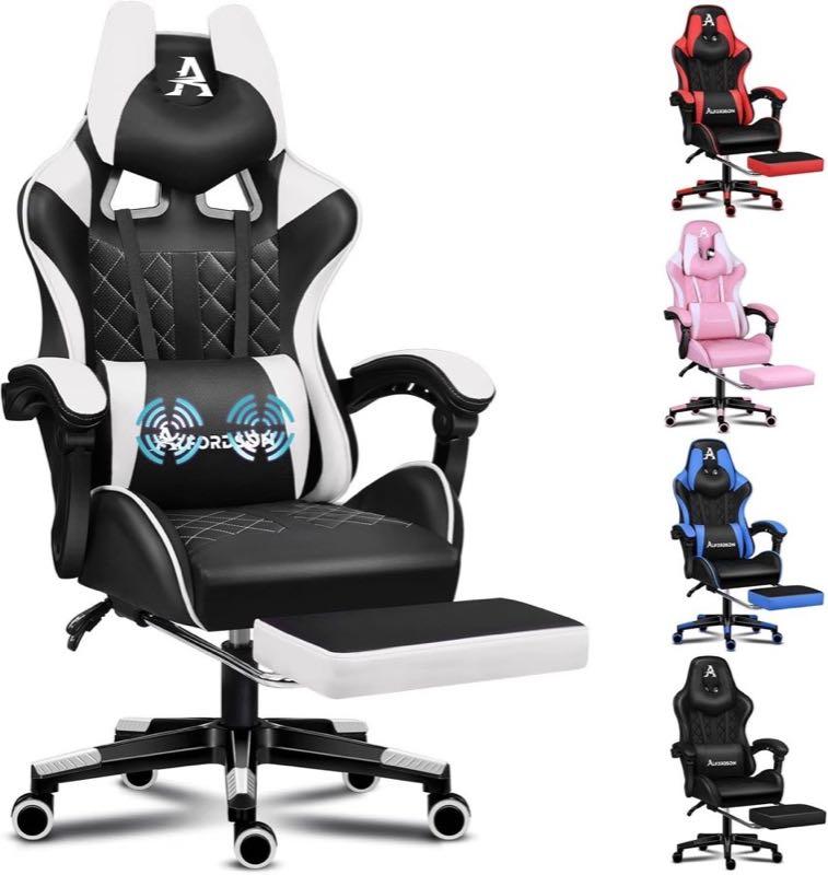 ALFORDSON Gaming-Stuhl Massage Bürostuhl, Computerstuhl ergonomisch,Weiß