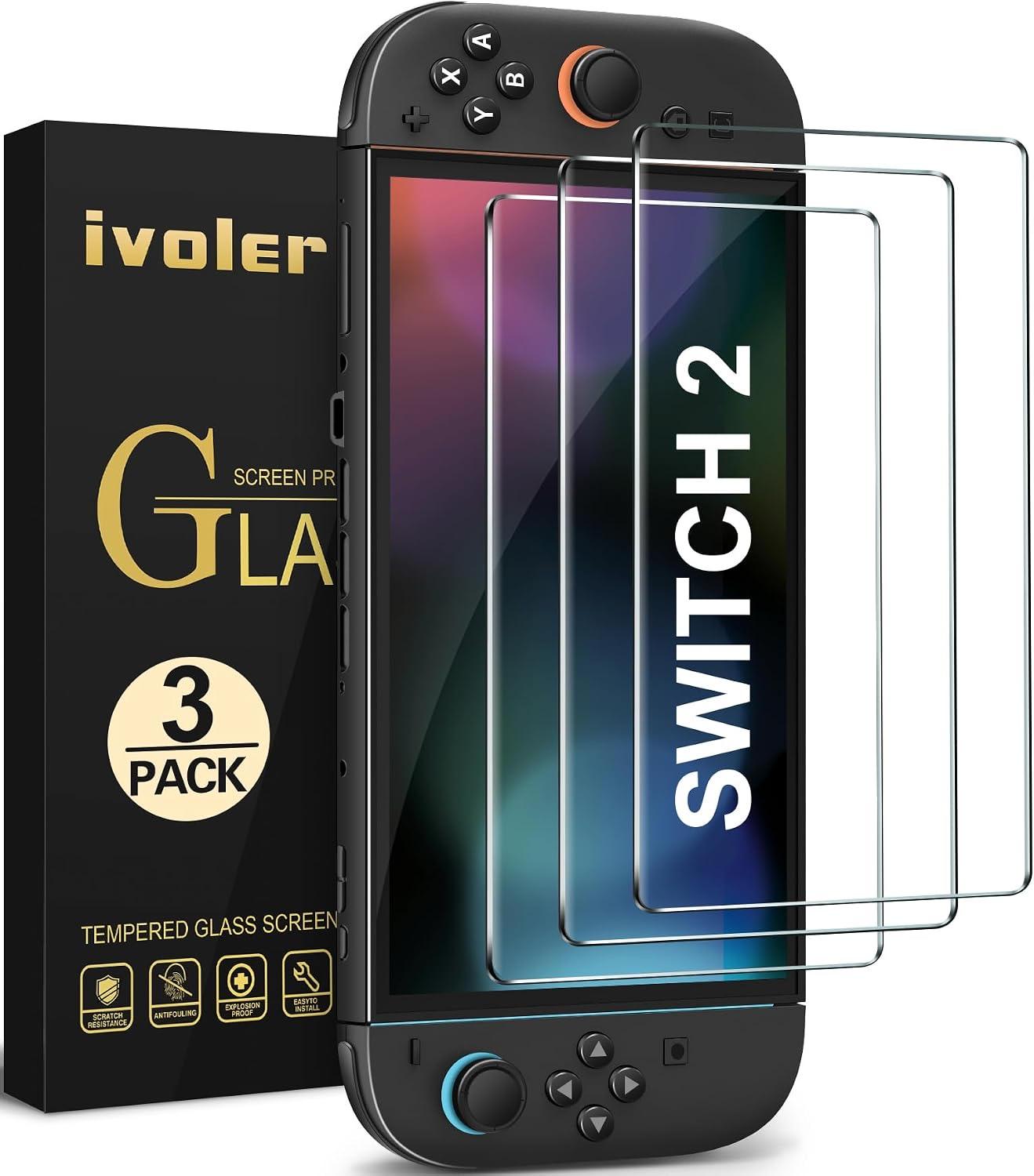 ivoler Schutzfolie für Nintendo Switch 2 (2025), 3 Stück