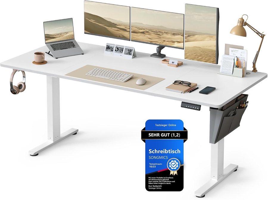Songmics Höhenverstellbarer Schreibtisch 180 × 80 cm