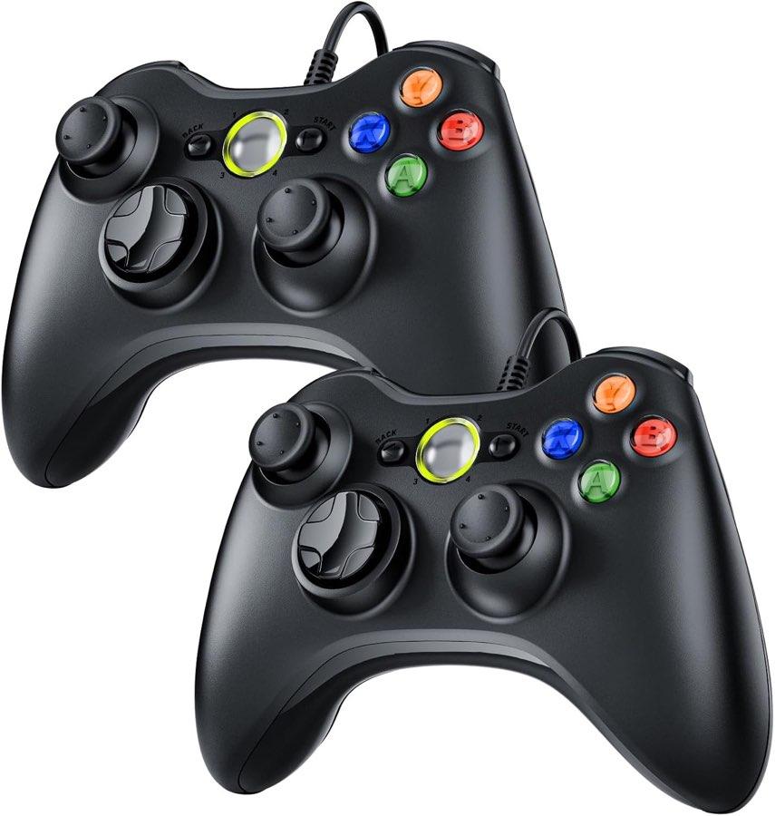 Controller für Xbox 360 – 2er Kabelgebundener Gamepad mit USB-Kabel, Vibrationsfeedback & Präzisen Analogsticks – Kom…
