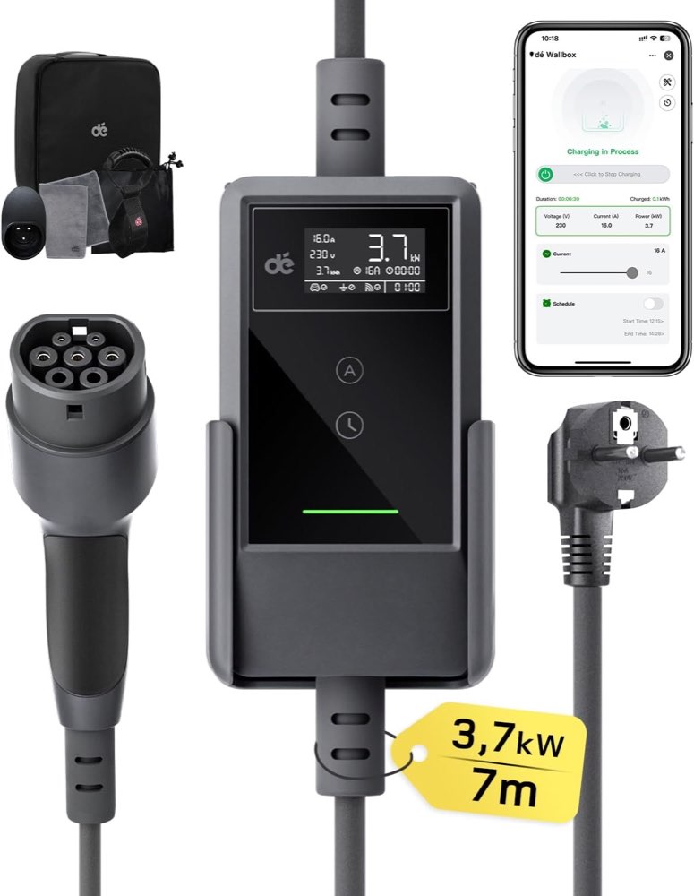 dé Schuko-Ladekabel 3,7 kW mit App