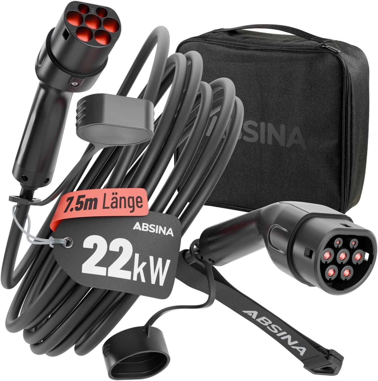 ABSINA Typ 2 Ladekabel 22 kW, 7,5 m