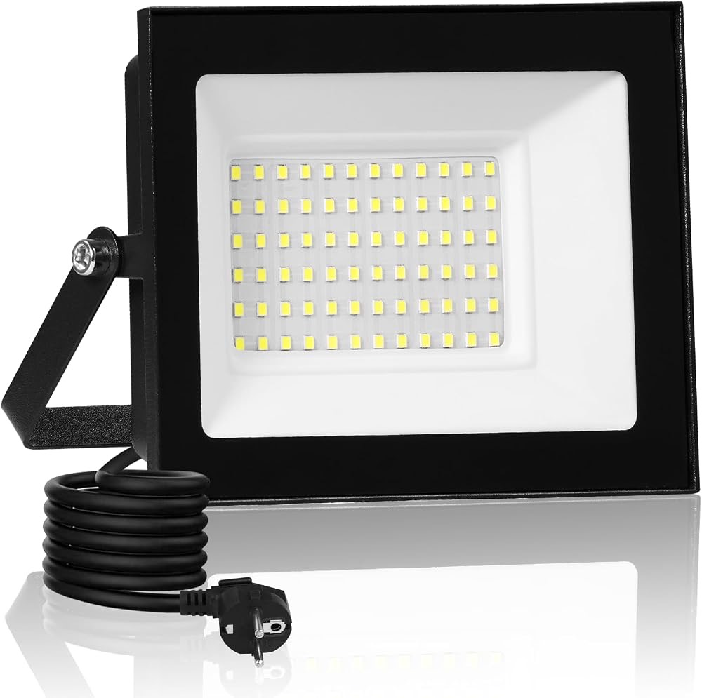 wowspeed 50W LED-Strahler 5000 lm Warmweiß mit Stecker