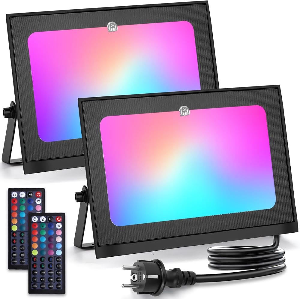 Aigostar RGB-Strahler 50W mit Fernbedienung, 2 Stück