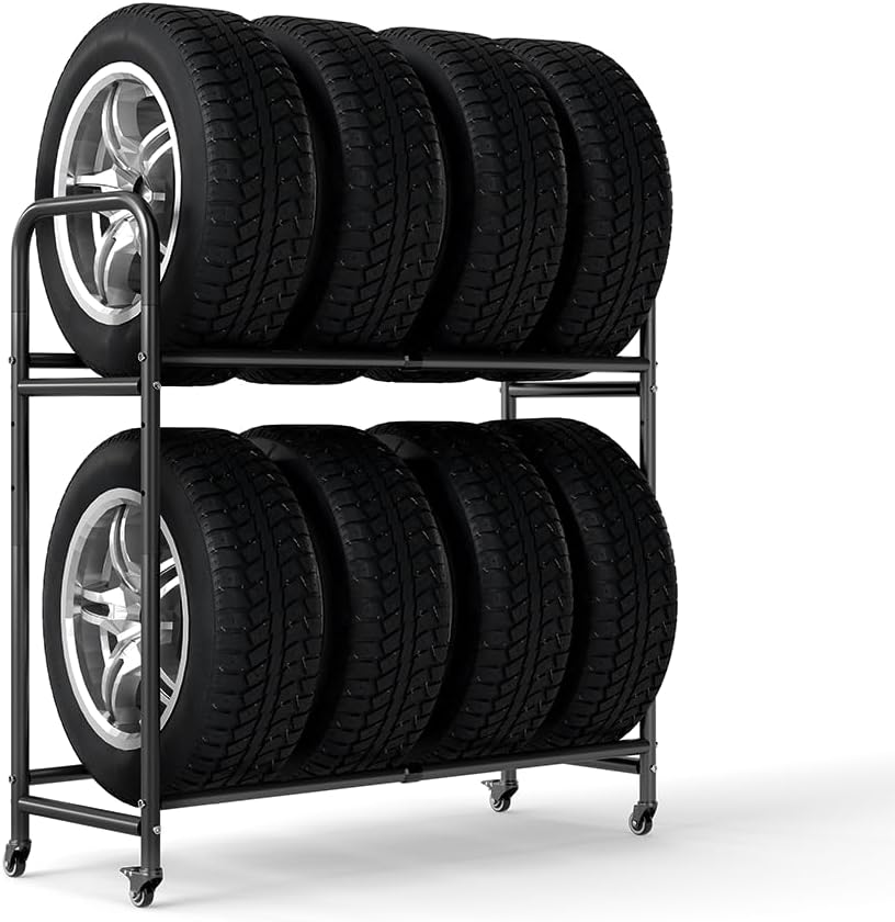 BAOYOUNI Reifenregal fahrbar für 8 Reifen