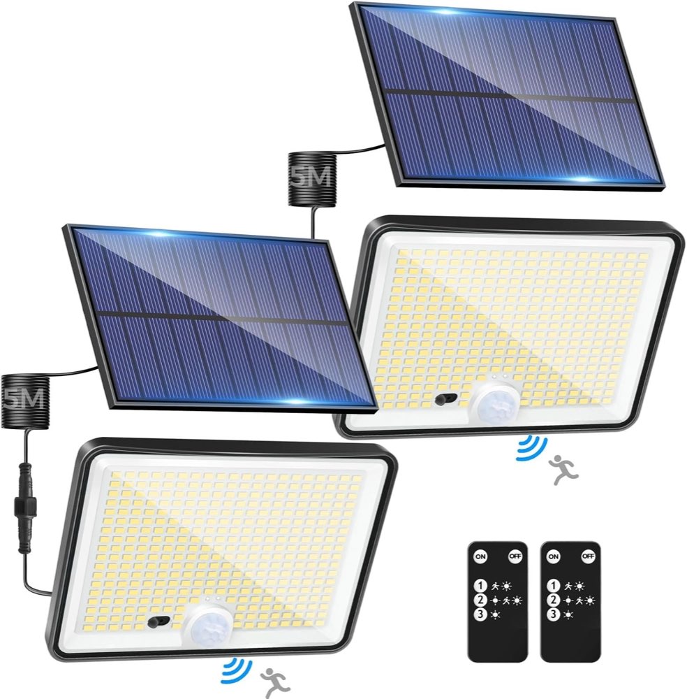 LOTMOS LOTMOS Solarstrahler 1000 lm mit Bewegungsmelder, 2 Stück