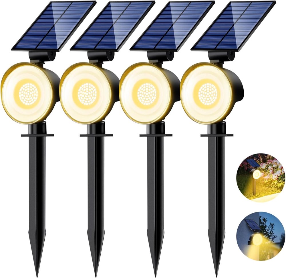nipify Solar-Gartenstrahler warmweiß, 4 Stück