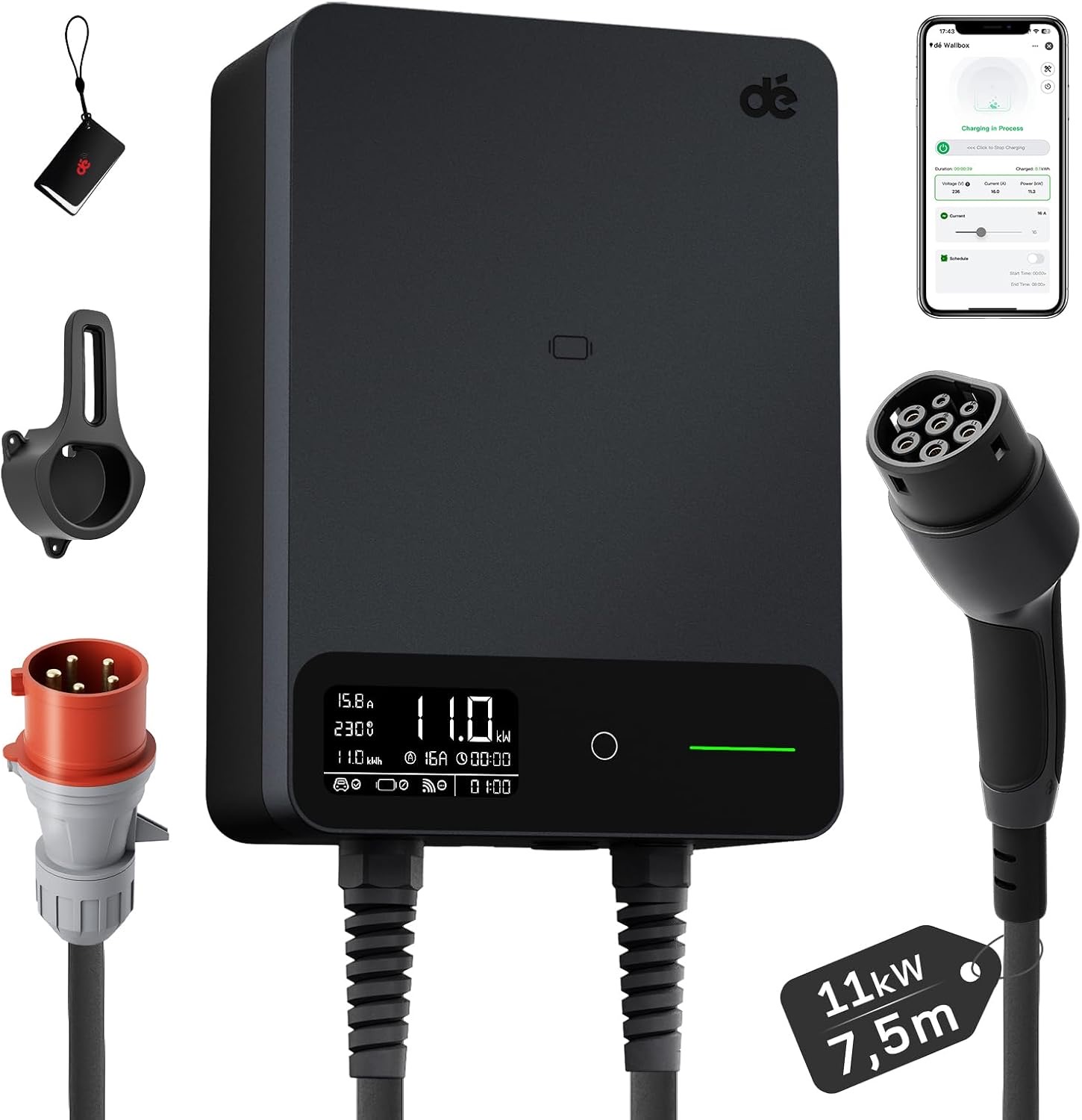dé Wallbox 11 kW 7,5 m RFID
