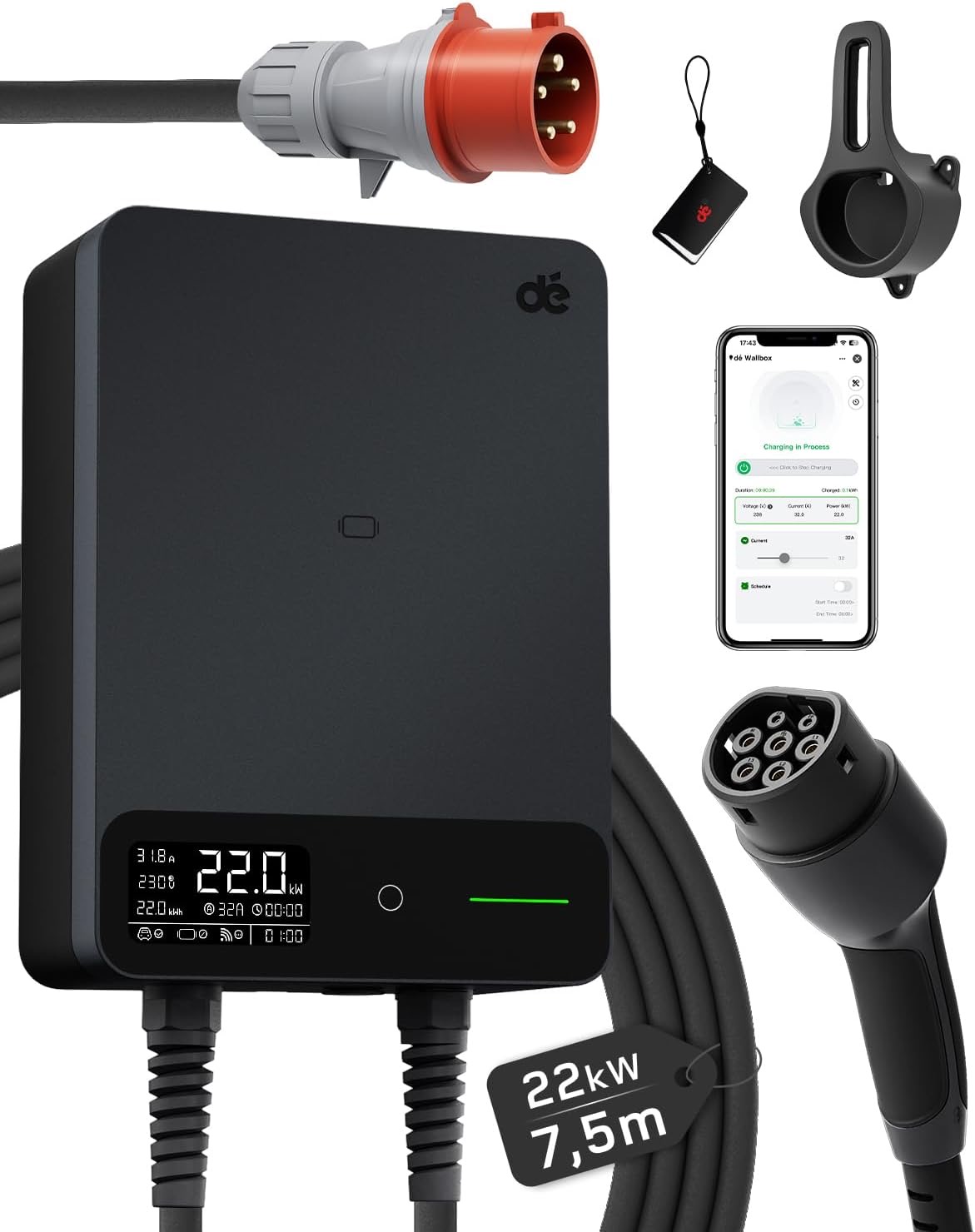 dé dé Wallbox 22 kW App RFID