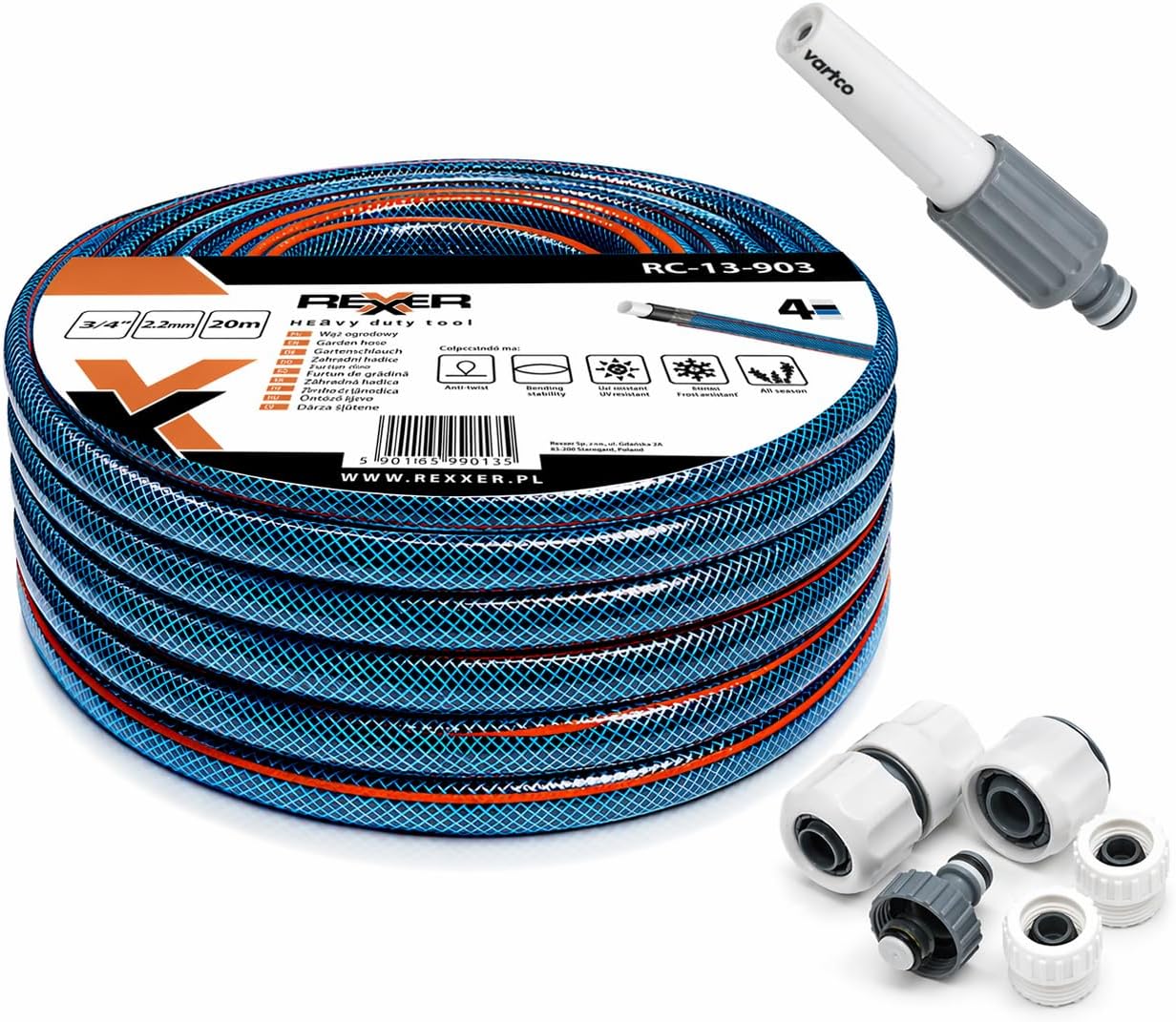 REXXER Gartenschlauch-Set 3/4 Zoll 20 m