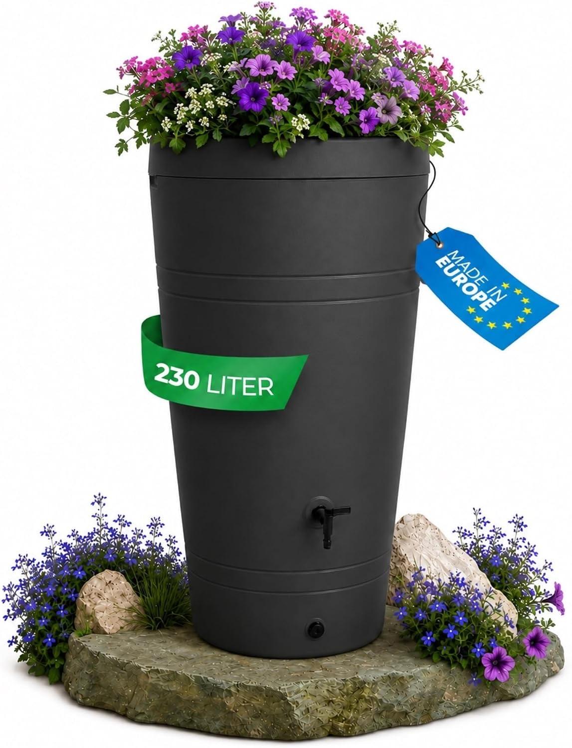 YourCasa Decore Regentonne 230 Liter Anthrazit