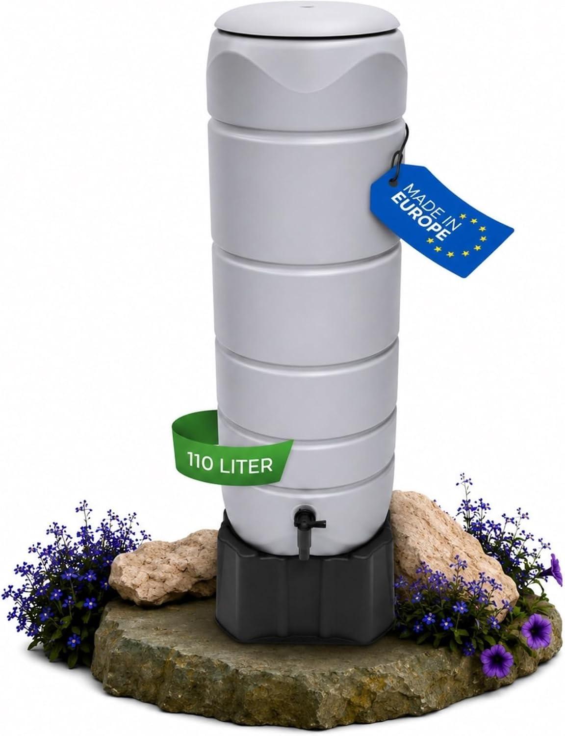 YourCasa CircleTower Regentonne 110 Liter Grau