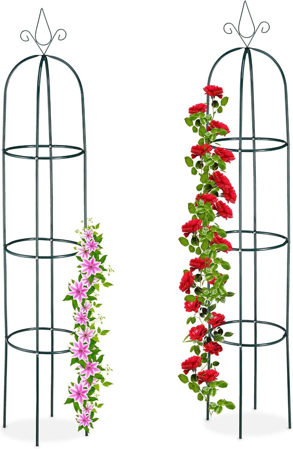 Relaxdays Rankhilfe Obelisk 2er Set 200 cm grün