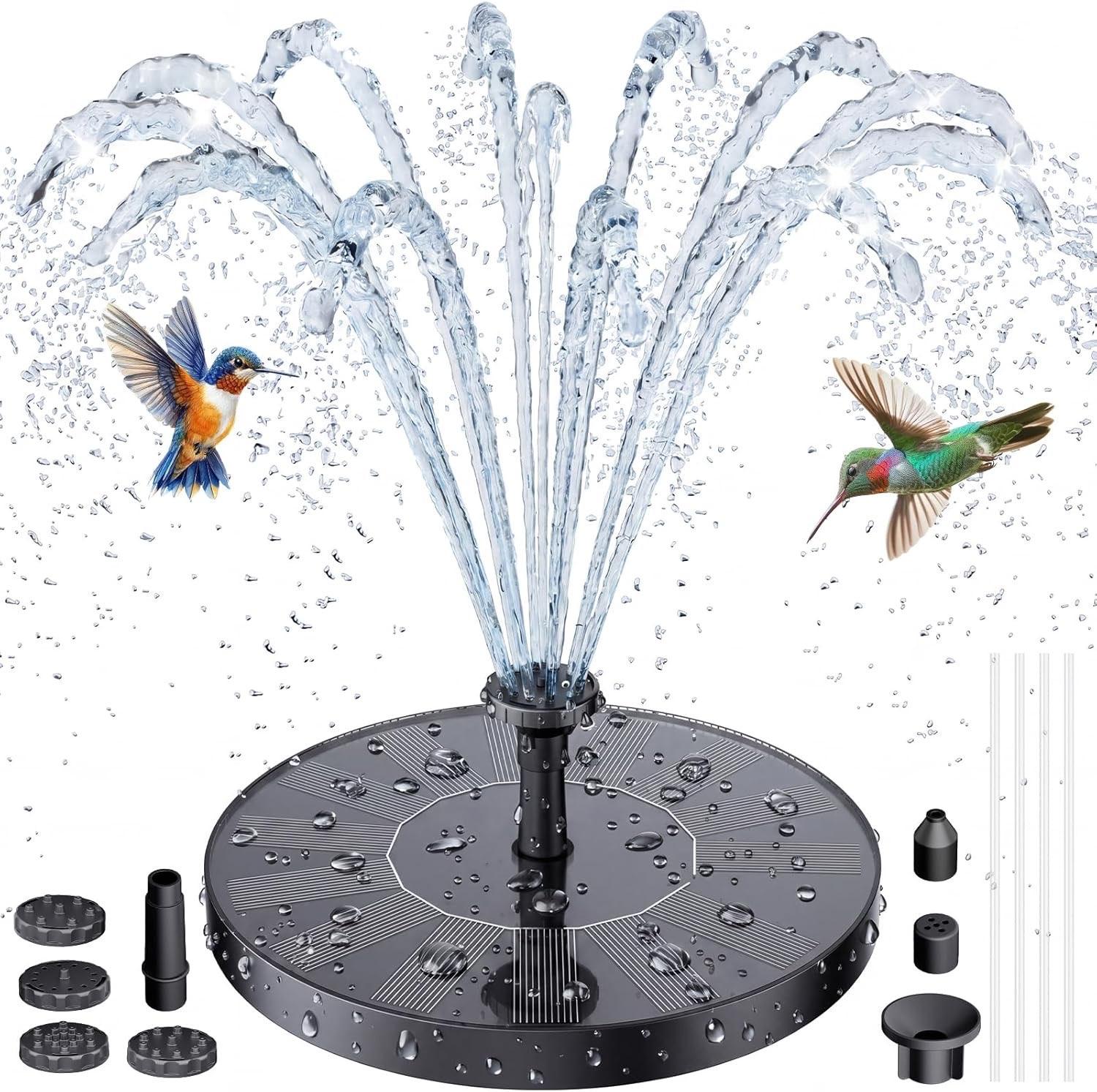 AISITIN Solarbrunnen für Draussen, Solar Springbrunnen mit 6 Sprüh Effekten