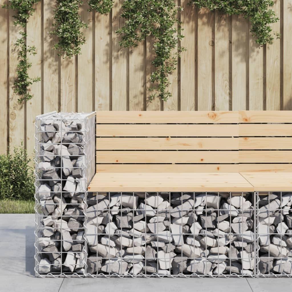 Gabionen-Gartenbank Kiefer 92×71×65,5 cm