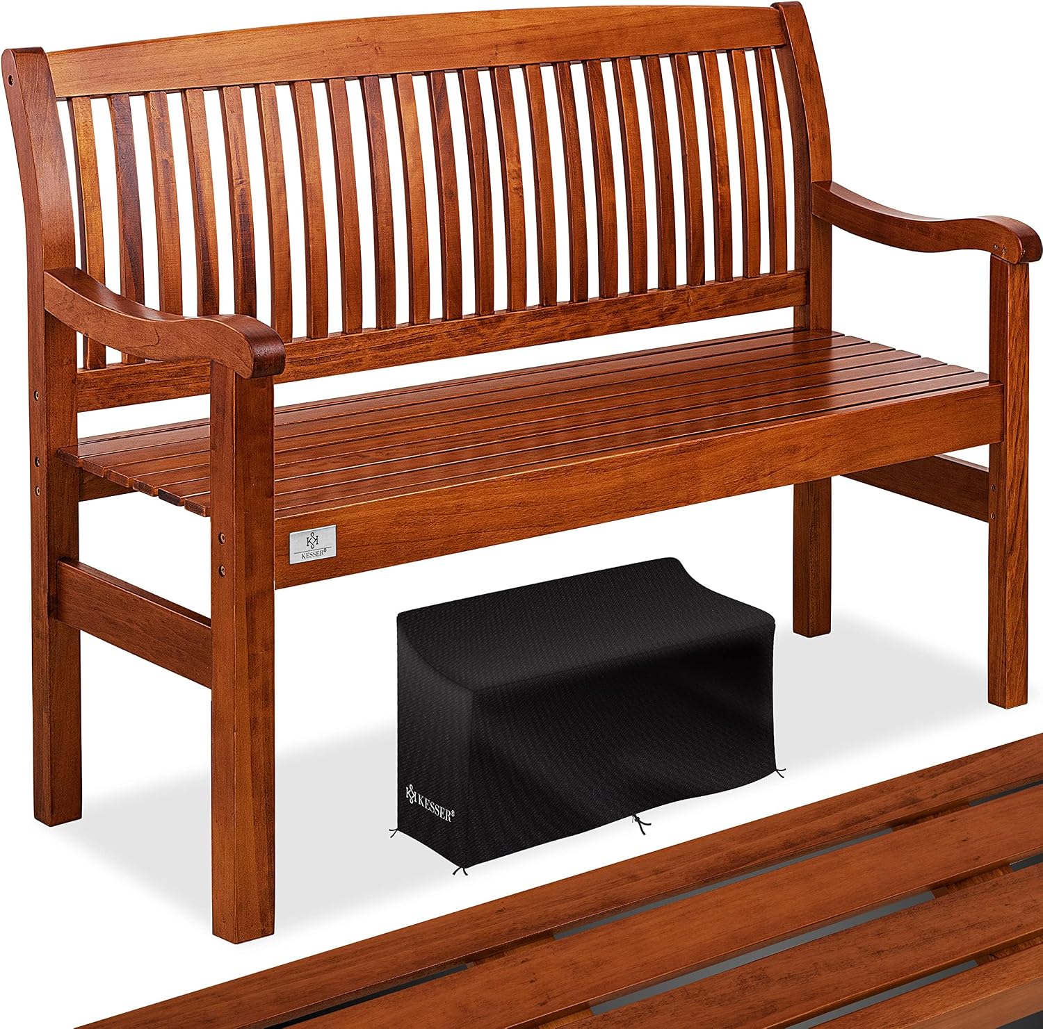 KESSER Holzbank 125 cm Dunkelbraun