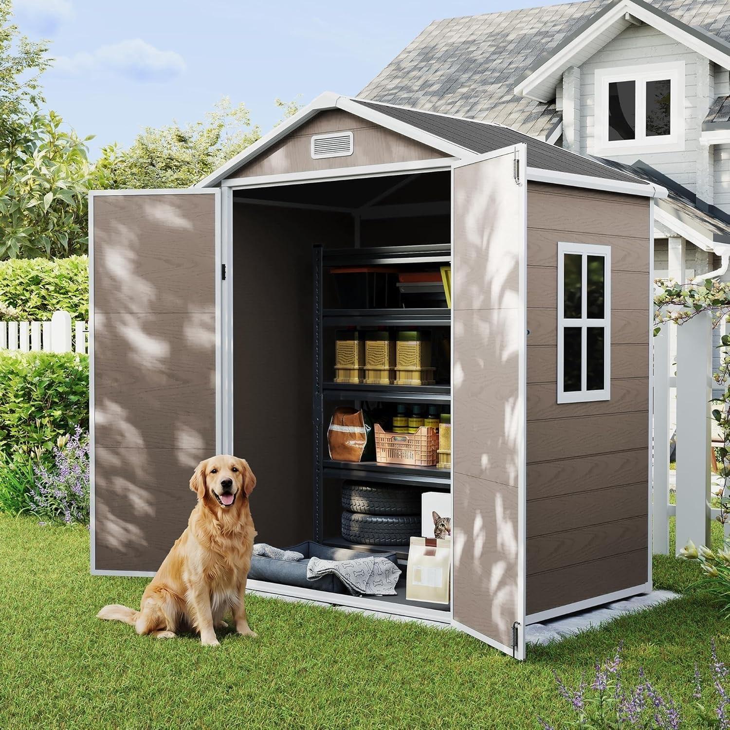 UDPATIO Gartenhaus Kunststoff 183×137 cm Rote Holzmaserung