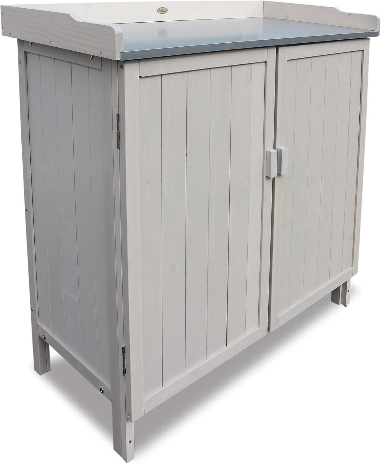 HABAU Gartenschrank Lino mit Arbeitsplatte Metall