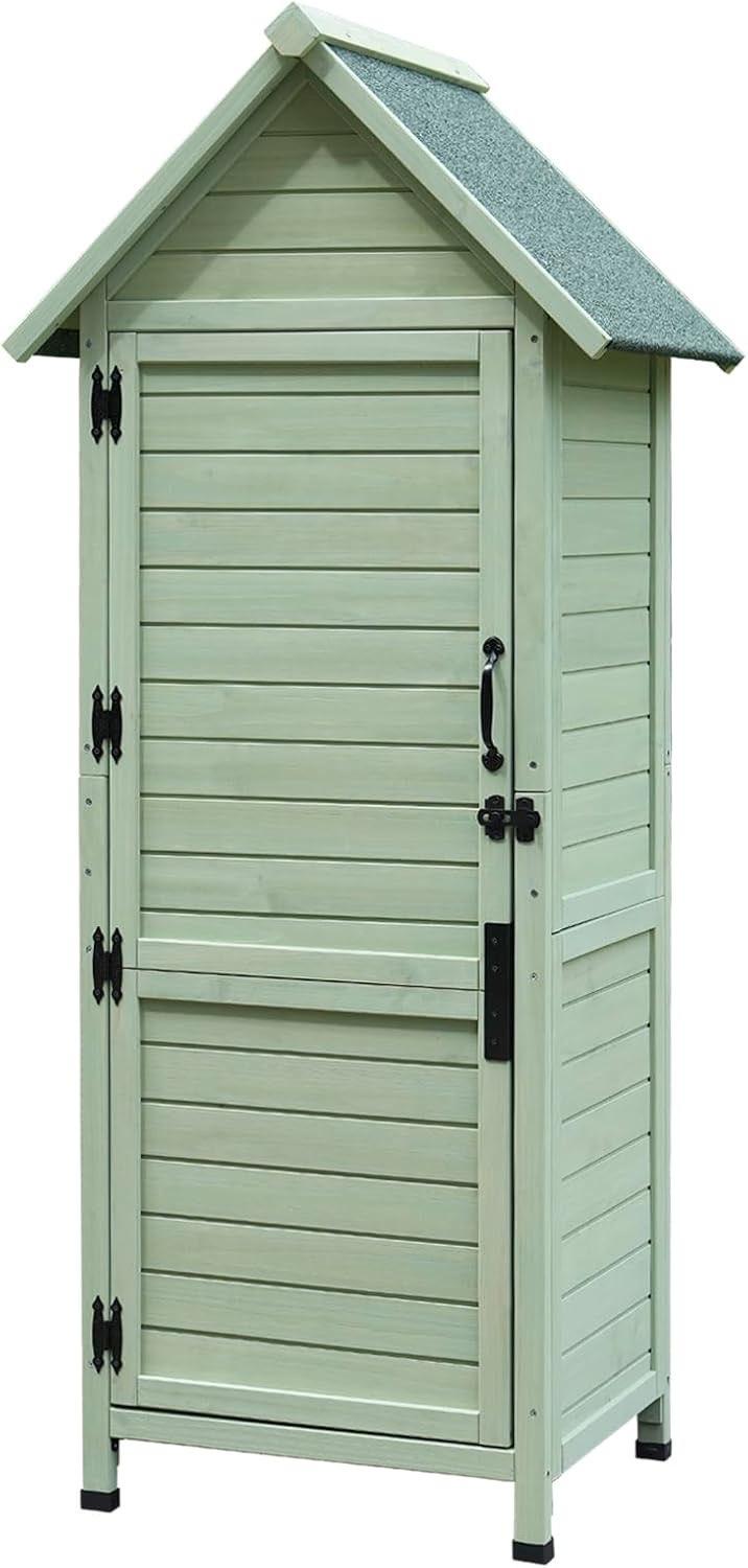 OAFNLWU Gartenschrank Holz Grün 3 Regalböden