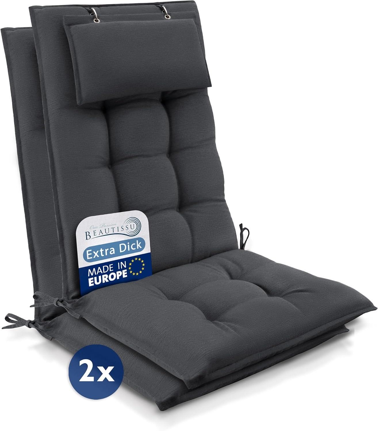 Beautissu 2er Premium Hochlehner mit Kopfpolster