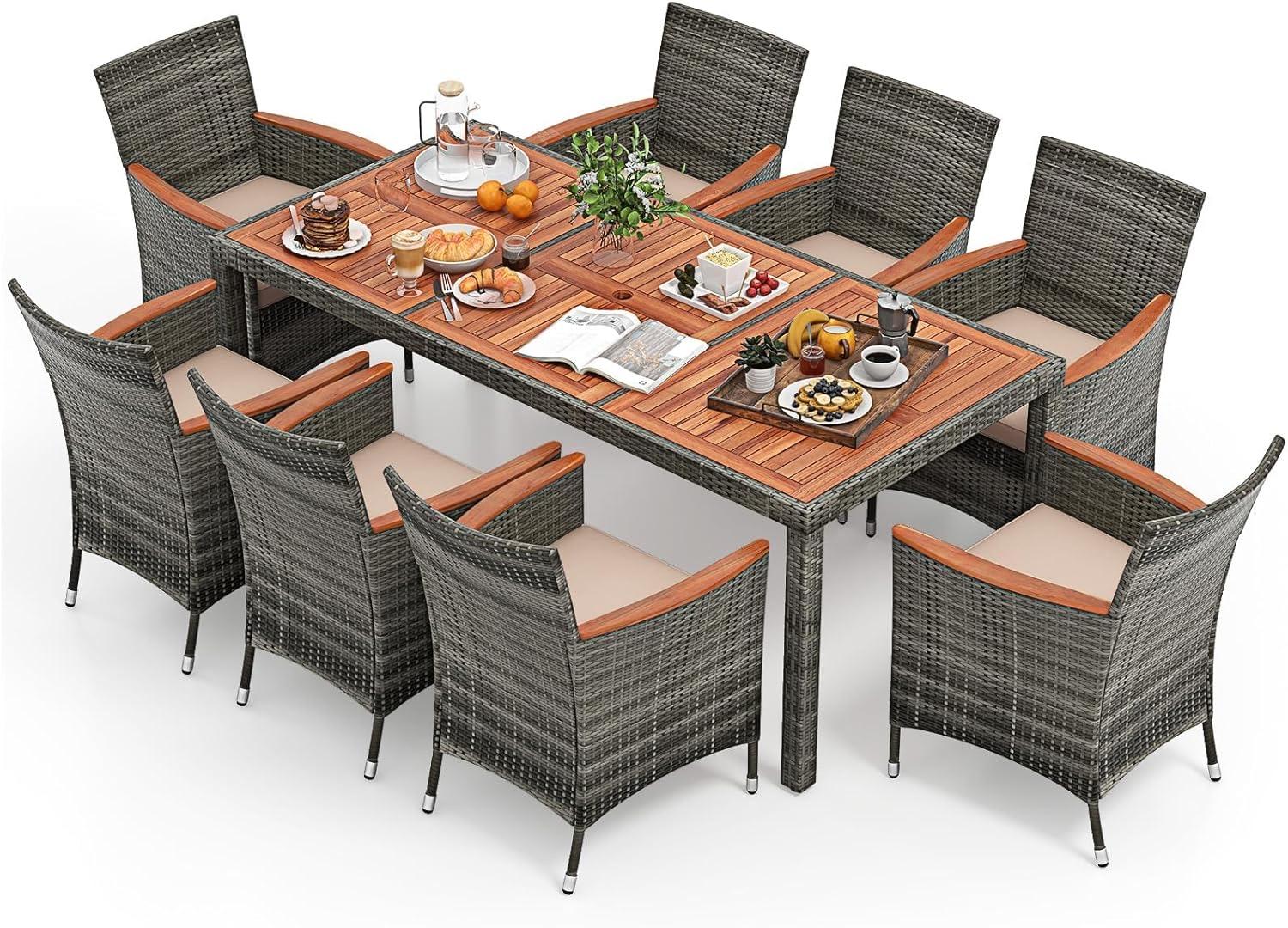 COSTWAY 9-teilig Rattan Set