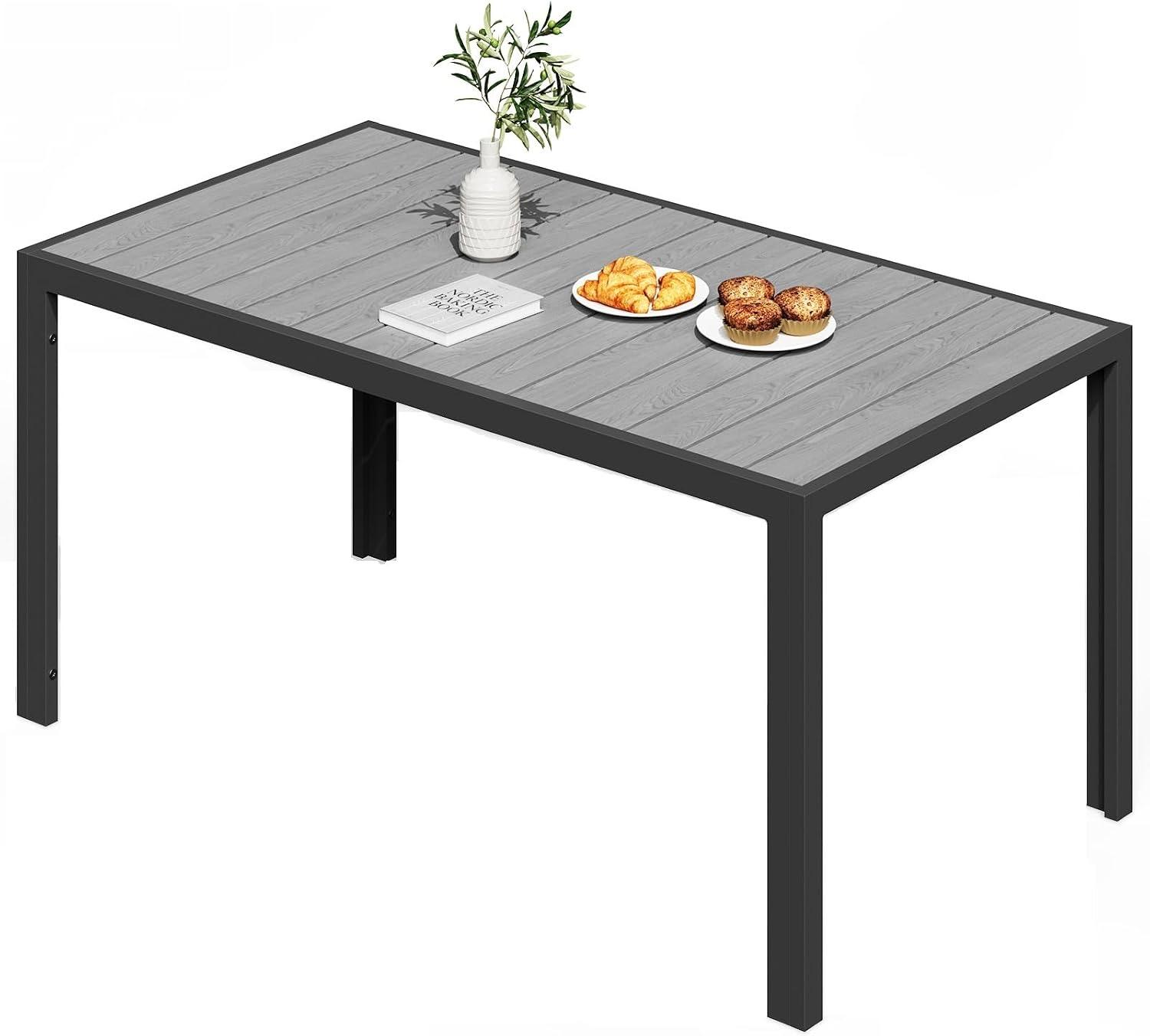 JUMMICO Gartentisch Aluminium Holzoptik 150 cm