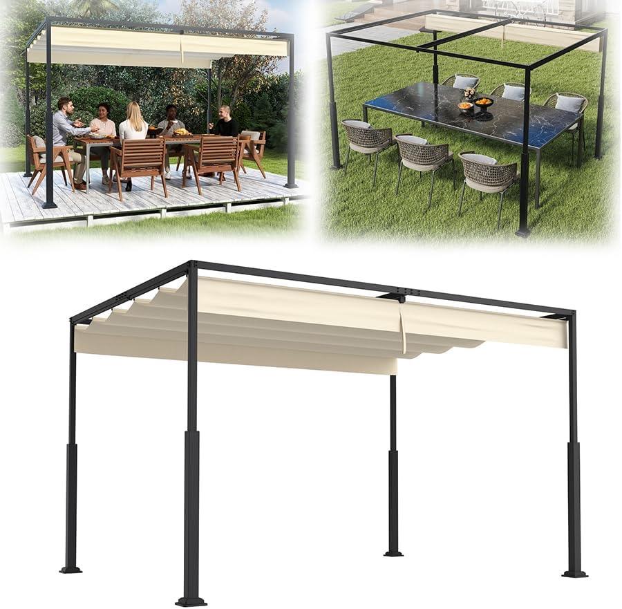 VA-Cerulean Schiebedach-Pergola 3×4 m Beige