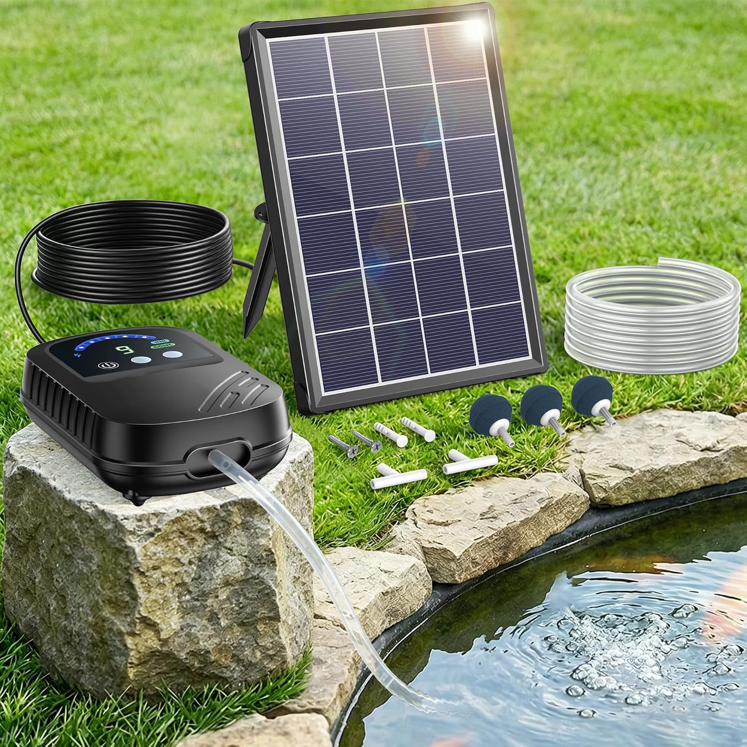 Biling 4W Teichbelüfter Solar Sauerstoffpumpe für Koiteiche bis 600 Liter