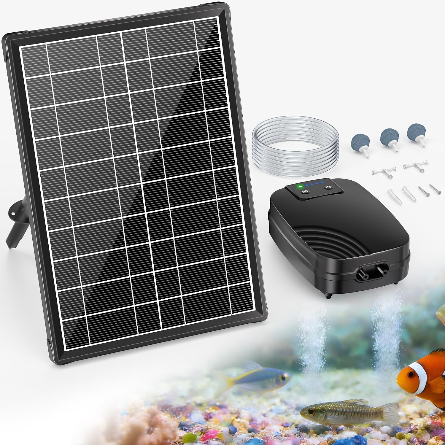 POPOSOAP 8W Solar Teichbelüfter mit Solar-Akku-Doppelstromversorgung