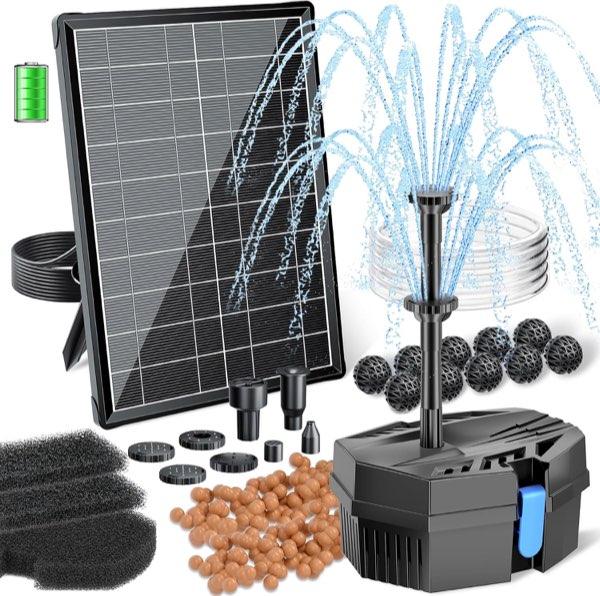 Biling 8W Solar Teichfilter mit 3600mAh Akku für Gartenteich bis 600L
