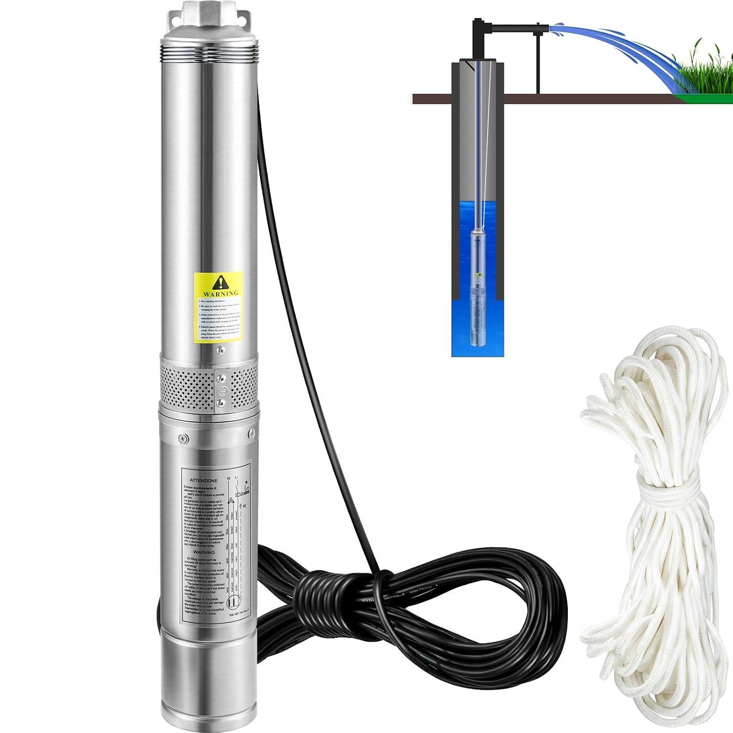 VEVOR 3,5" Tiefbrunnenpumpe 750W ohne Druckschalter