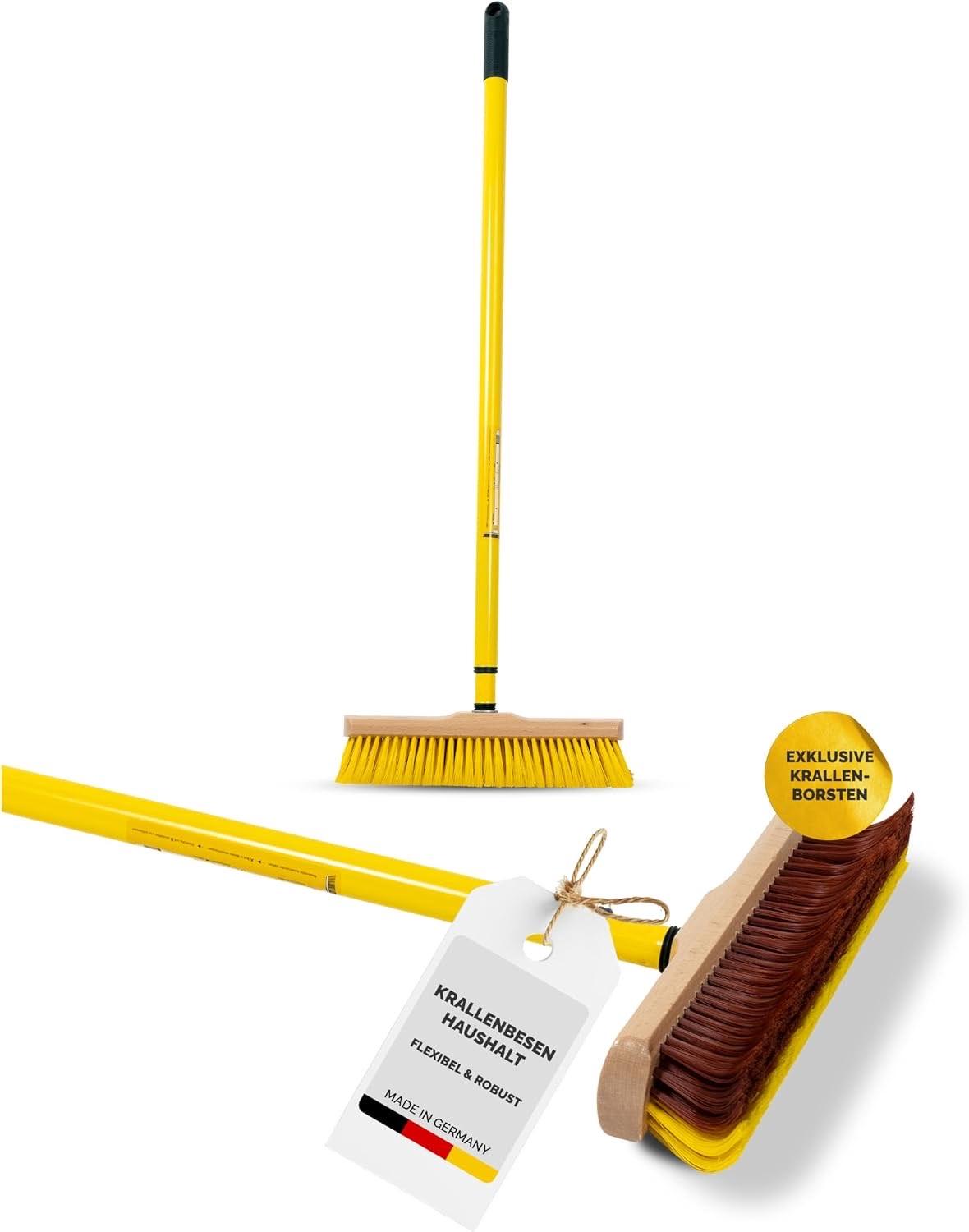 Fritze® Krallenbesen mit Teleskopstiel – Abgewinkelte Borsten für Teppiche