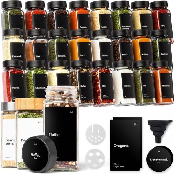 KIVY Gewürzgläser 24x120 ml schwarz