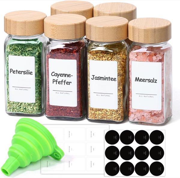 ComSaf Gewürzgläser 6x120 ml Bambus