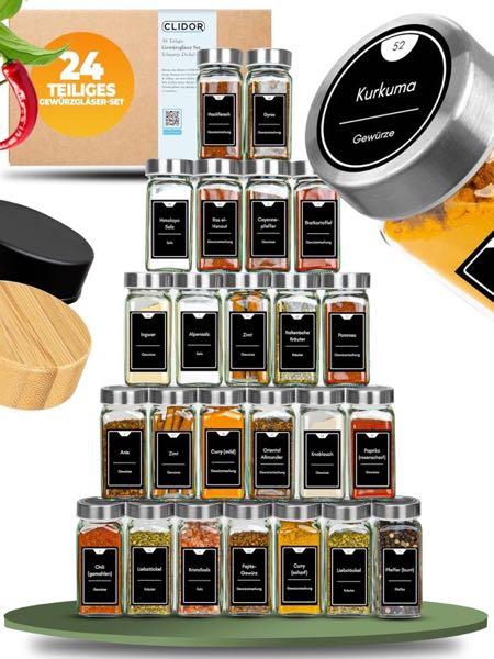 CLIDOR Gewürzgläser 24x125 ml Edelstahl