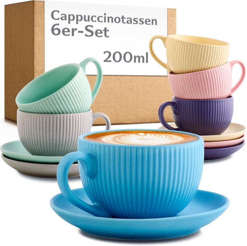 Cosumy 6er Pastell 200 ml mit Untertasse