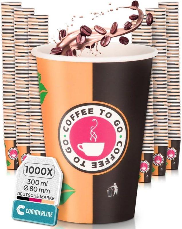 Commerline Pappbecher 300 ml 1000er