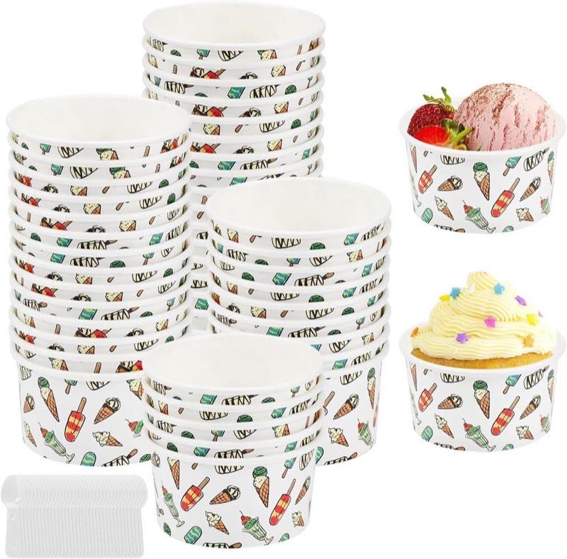 Kleemeiero Kleemeiero Papier-Eisbecher 50×125 ml mit Löffeln
