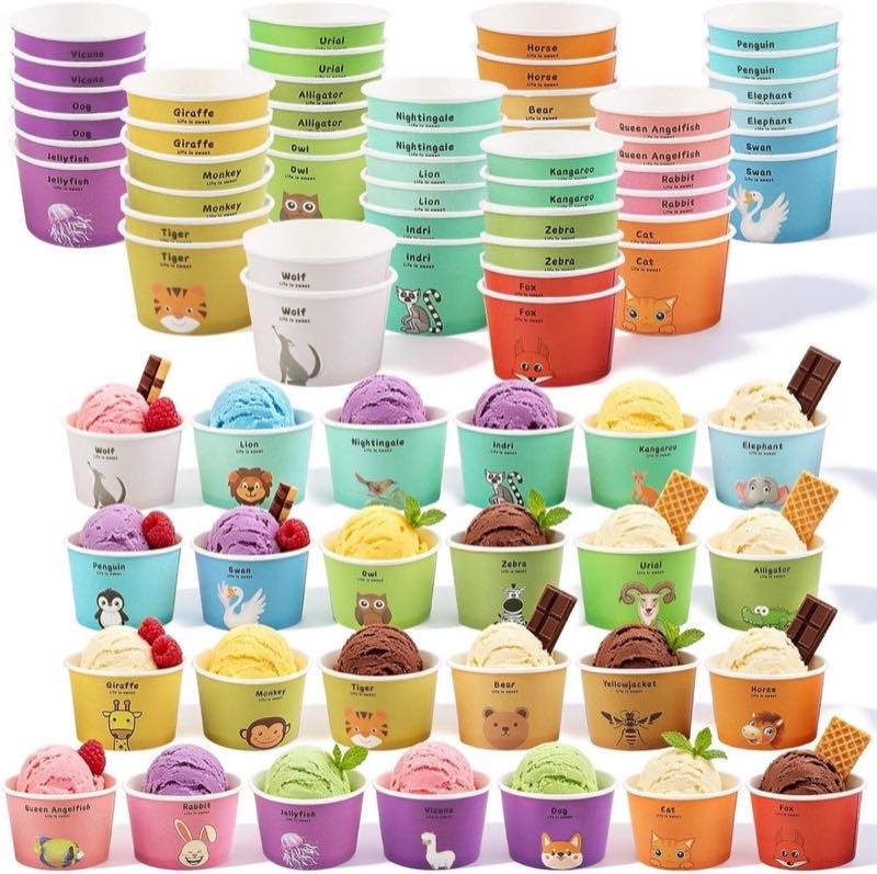 Shyllin Papier-Eisbecher 50er mit Löffeln