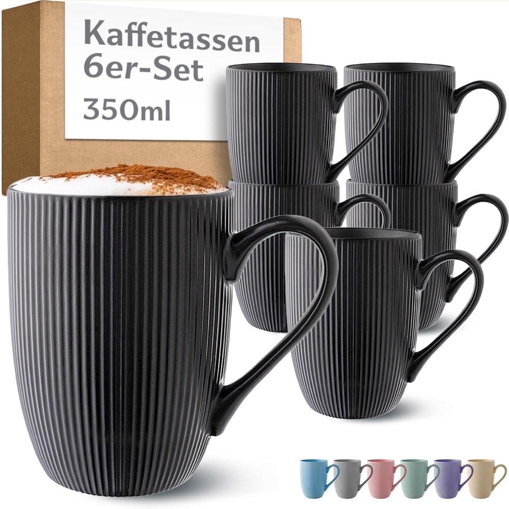 Cosumy Kaffeebecher 6×350 ml Schwarz